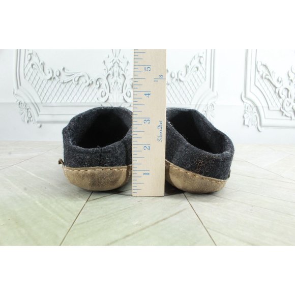Glerups Charcoal Wool Indoor Leather Sole Slippers Shoe Size 8 - Picture 6 of 8